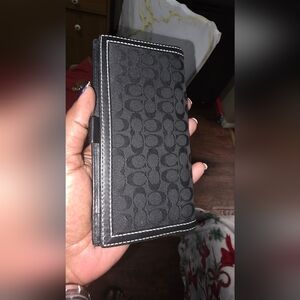 Coach Black Patterned Checkbook Cover